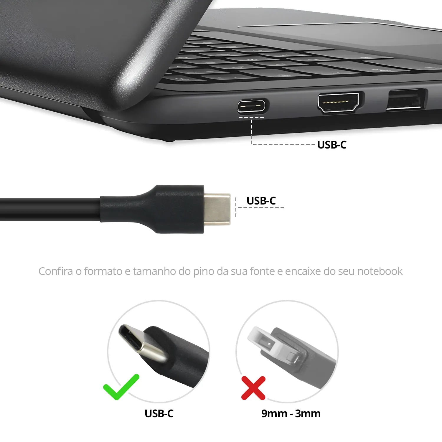 Carregador Fonte Notebook USB-C Tipo C 65W - Imagem 2
